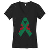 liver ribbon and rose Women's V-Neck T-Shirt