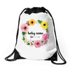 Floral Baby Name Drawstring Bags