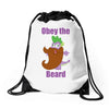 obey the beard Drawstring Bags