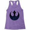 rebel logo with space pattern Racerback Tank
