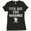 tits out for harambe Ladies Fitted T-Shirt