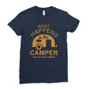 what happens in camper stays in camper vintage style camp funny Ladies Fitted T-Shirt