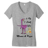 mama &amp; pizza dinasour Women's V-Neck T-Shirt