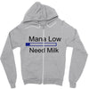 gaming mana low need milk Zipper Hoodie