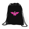 breast cancer wonder woman Drawstring Bags