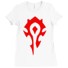 world of warcraft mists of pandaria horde Ladies Fitted T-Shirt