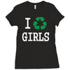 i recycle girls slogan text funny baseball jersey Ladies Fitted T-Shirt