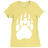 large bear paw print crew neck long sleeve Ladies Fitted T-Shirt