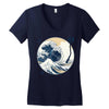 the great wave off sound Women's V-Neck T-Shirt