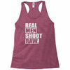 real men shoot raw Racerback Tank