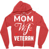 Mom Wife Veteran - Veterans Day T-Shirt Gifts Zipper Hoodie