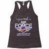 military, women's proud air force mom of her military son u Racerback Tank