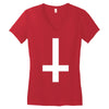wasted youth inverted cross indie geek swag funny Women's V-Neck T-Shirt