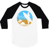 beach surfer silhouette birds sand waves palm 3/4 Sleeve Shirt
