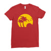 beach silhouette birds sand sunset Ladies Fitted T-Shirt
