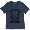 Never Underestimate Dog Rescuer Who Was Born September V-Neck Tee