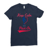 keep calm and pitch on Ladies Fitted T-Shirt