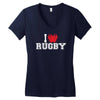 i love rugby mens funny cotton Women's V-Neck T-Shirt