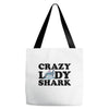 crazy lady shark Tote Bags