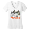 This Girl Loves Her Papillon Women's V-Neck T-Shirt