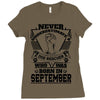 Never Underestimate Dog Rescuer Who Was Born September Ladies Fitted T-Shirt