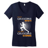 the best grandpas go running Women's V-Neck T-Shirt
