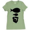 big fish little fish cardboard box   music t shirt Ladies Fitted T-Shirt