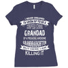 Super Cool Grandad Of A Freaking Awesome Granddaughter Ladies Fitted T-Shirt