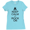 keep calm and rock on mens black t shirt rock music new Ladies Fitted T-Shirt
