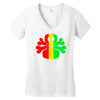 rasta skull and crossbones Women's V-Neck T-Shirt