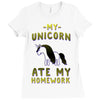 my unicorn ate my homework Ladies Fitted T-Shirt