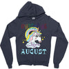 unicorns are born in august cute unicorn Zipper Hoodie