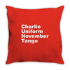 charlie uniform november tango Throw Pillow