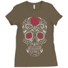 rose sugar skull Ladies Fitted T-Shirt