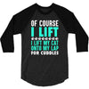 cat cats lift lifting fitness 3/4 Sleeve Shirt