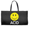 acid house smiley face 90's rave club hardcore party Weekender Totes