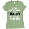 never underestimate an old man who was born in october Ladies Fitted T-Shirt