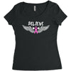 angel wing believe breast cancer Women's Triblend Scoop T-shirt