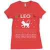 leo christmas ugly sweater Ladies Fitted T-Shirt