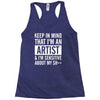 keep in mind that im an artist Racerback Tank