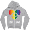 Love Is Love LGBT Rainbow Heart Zipper Hoodie