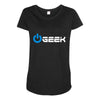 geek' (power on button) Maternity Scoop Neck T-shirt