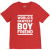 world's okayest boyfriend couple love funny V-Neck Tee