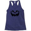 evil pumpkin face halloween costume Racerback Tank