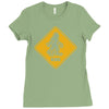 big foot xing big foot crossing sasquatch Ladies Fitted T-Shirt