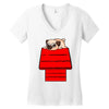 snoopy parody pug w Women's V-Neck T-Shirt