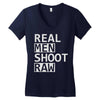 real men shoot raw Women's V-Neck T-Shirt