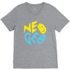neo geo tribute yellow &amp; blue logo V-Neck Tee