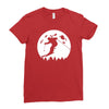 skiier moon moonlight silhouett Ladies Fitted T-Shirt