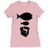 big fish little fish cardboard box   music t shirt Ladies Fitted T-Shirt